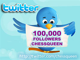 Alexandra Kosteniuk has 100,000 twitter followers