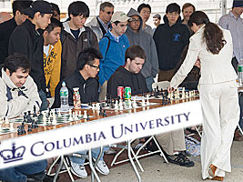 Chess Grandmaster Alexandra Kosteniuk gave a simul at Columbia University in New York