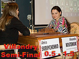 Chess Grandmaster Alexandra Kosteniuk beat Almira Skripchenko in the semi-final of the 2007 Villandry Chess and Music Festival