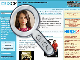 World Chess Champion and Chess Queen Alexandra Kosteniuk is featured on uschess.org