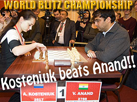 World Chess Champion and Chess Queen Alexandra Kosteniuk beats Anand
