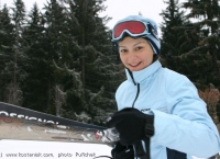Alexandra goes skiing in the Swiss Alps